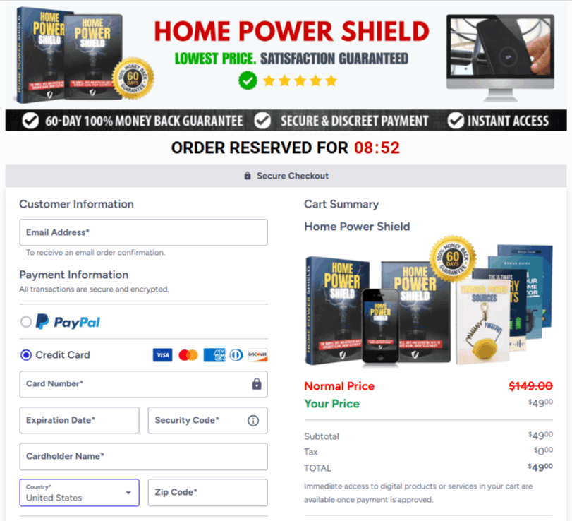 Home Power Shield Checkout